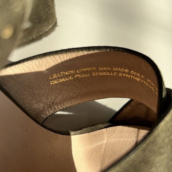 Sapena sandals Suede leather, made in Spain, olive green block heel - Picture 10 of 12